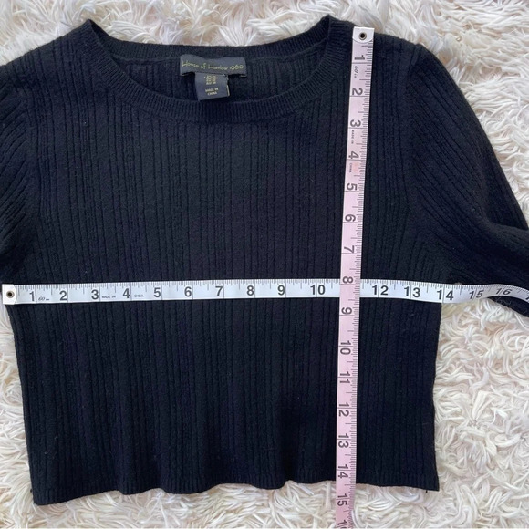 HOUSE OF HARLOW 1960 Black Crop Rib Top viscose blend Long Sleeve black M - Picture 7 of 8